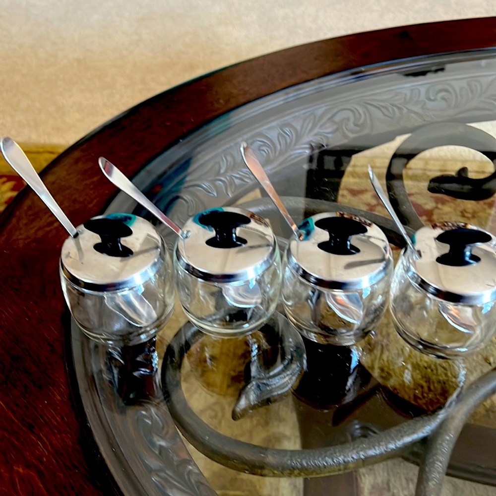 Foley lidded jelly jars set of four